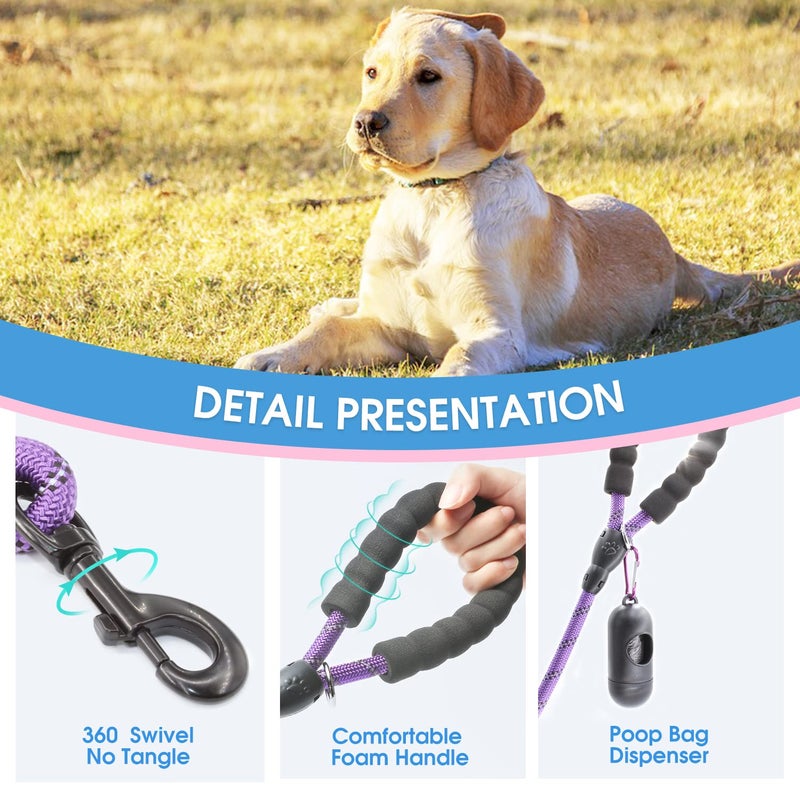 BAAPET 2/4/5/6 FT Dog Leash with Comfortable Padded Handle and Highly Reflective Threads for Small Medium and Large Dogs (4FT-1/2'', Purple) - Image 3